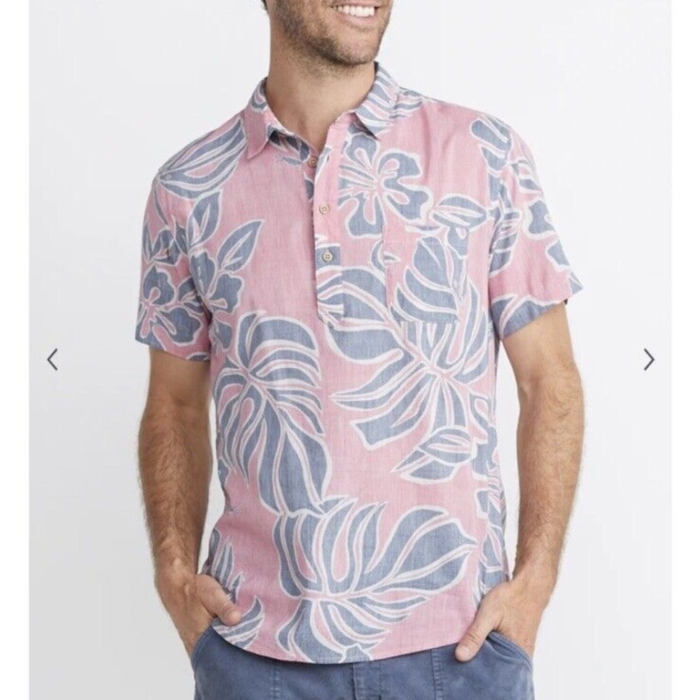 Marine Layer Floral Melrose Popover Polo Tee Medium
